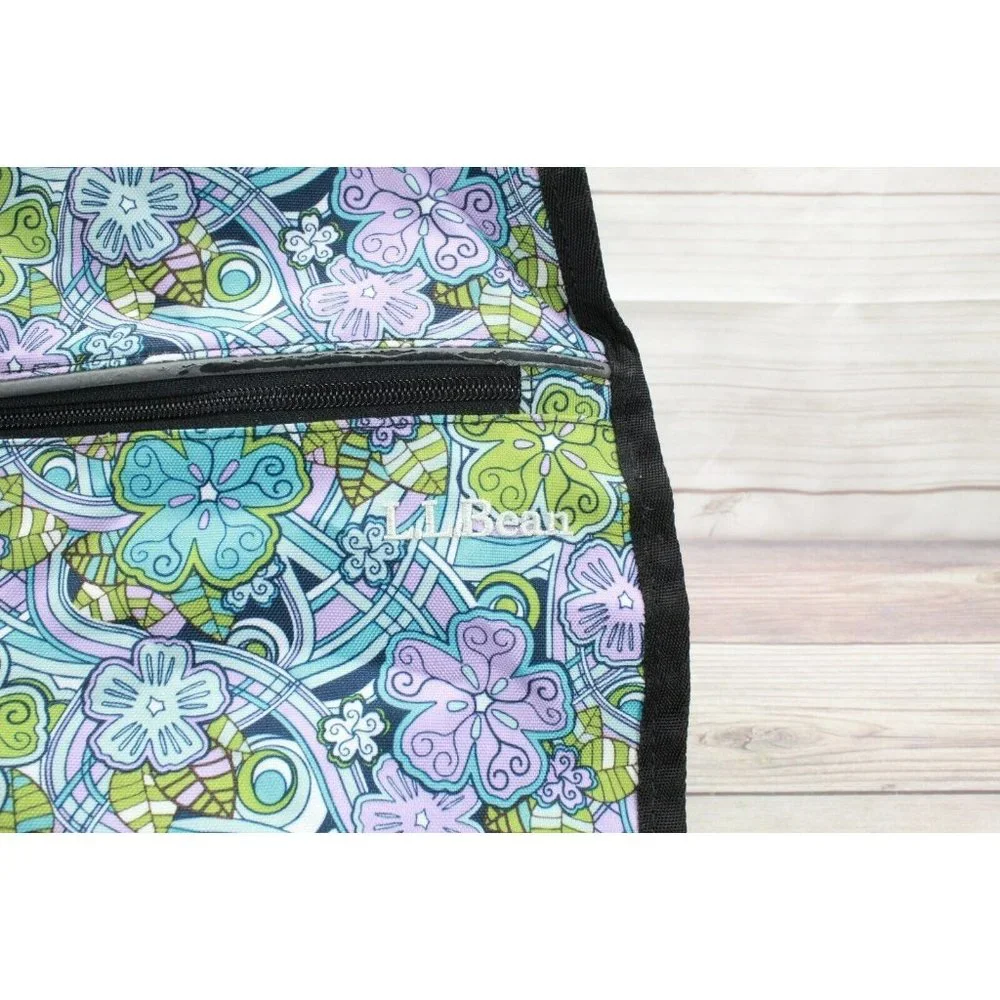 LL Bean Multicolor Canvas Floral Messenger Laptop School Bag - Picture 8 of 8